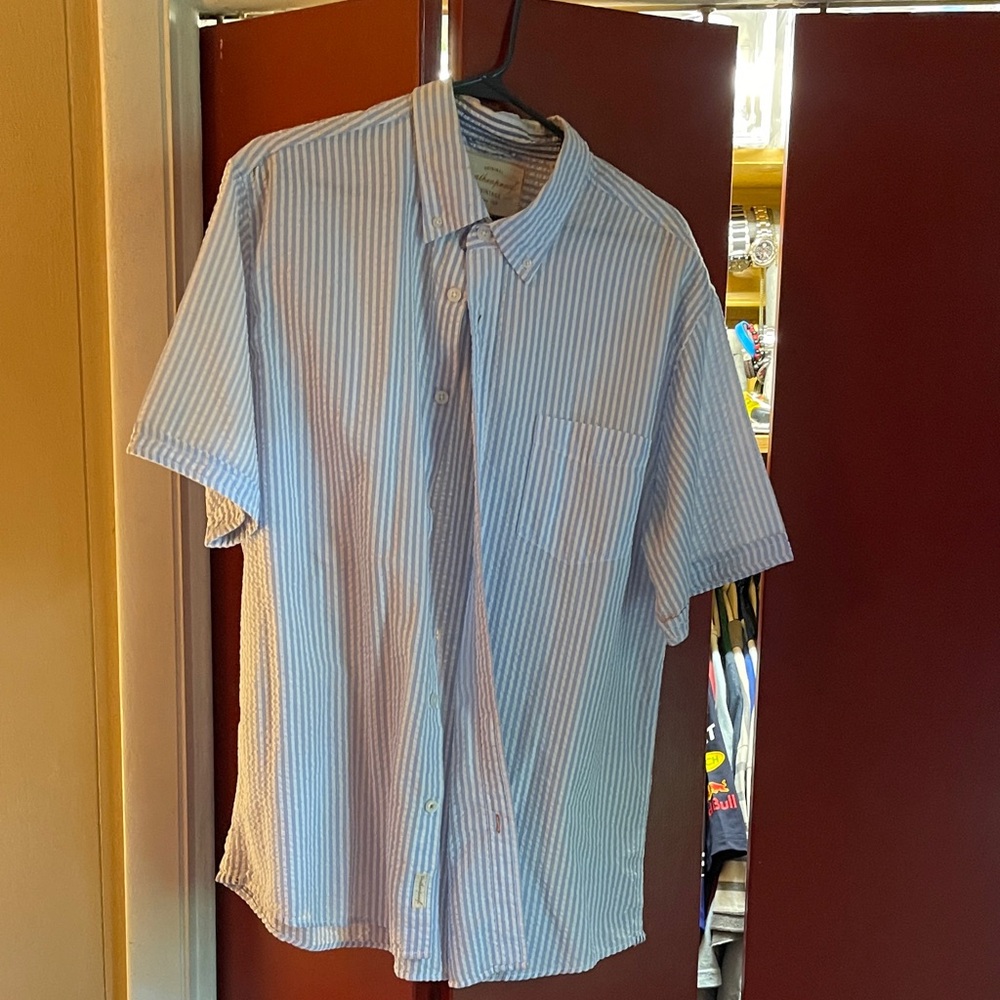 Weatherproof Light Blue Striped Casual Shirt